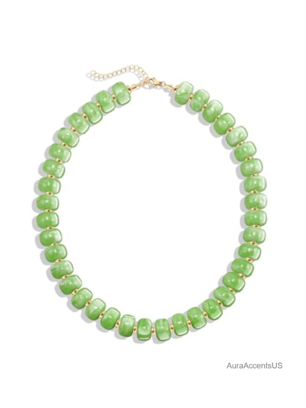 Chunky Resin Beaded Choker Necklace Bohemian Statement Waterproof Gold Plated